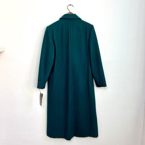 Vintage 90s NEW Adolfo Classics 100% Wool Green Double Breasted Long Coat 10 - Picture 9 of 14